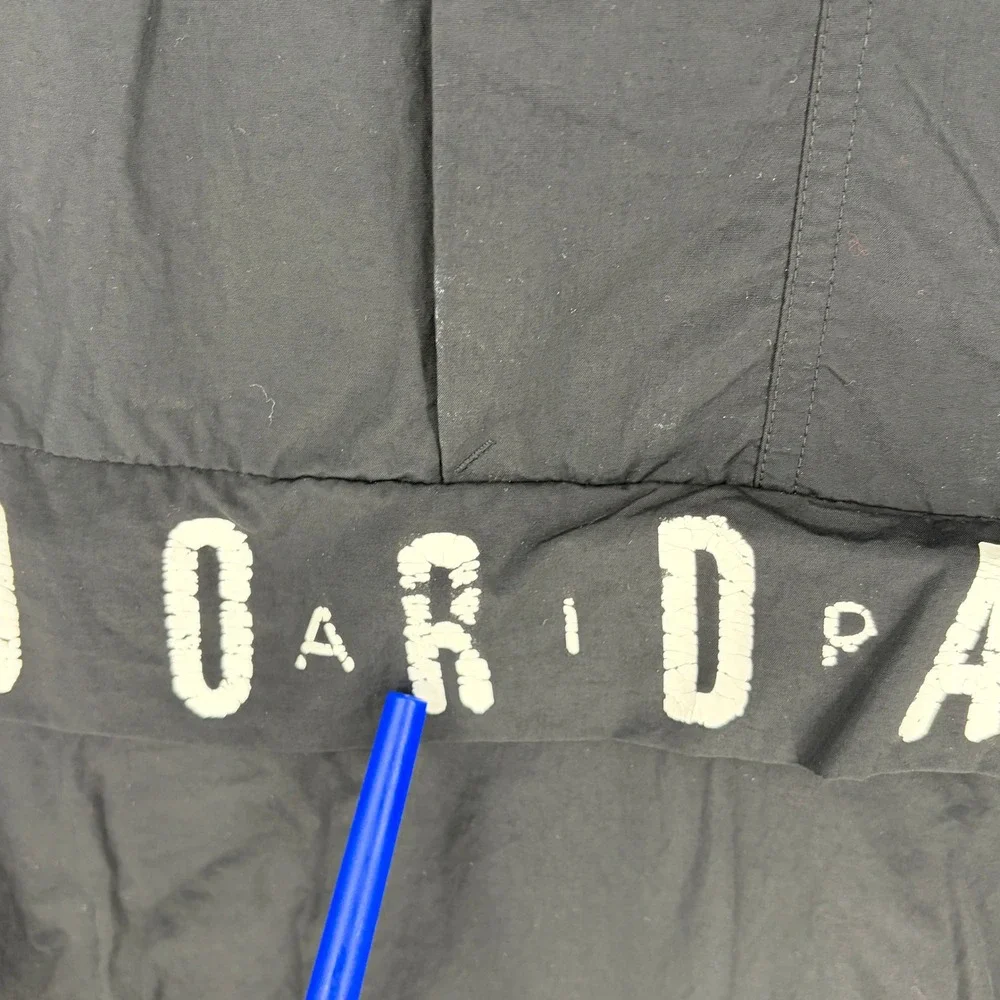 Jordan Brand Mens Black Half Zip Hooded Windbreaker Jacket Medium Jumpman Logo